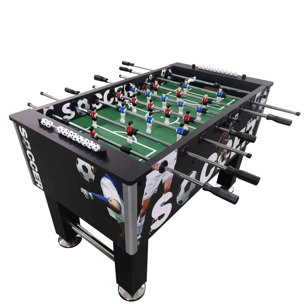 Goalmaster Stadium™ Foosball Table | Real Wood Soccer Graphic Premium Foosball Table w/ Soccer Ball Score Markers